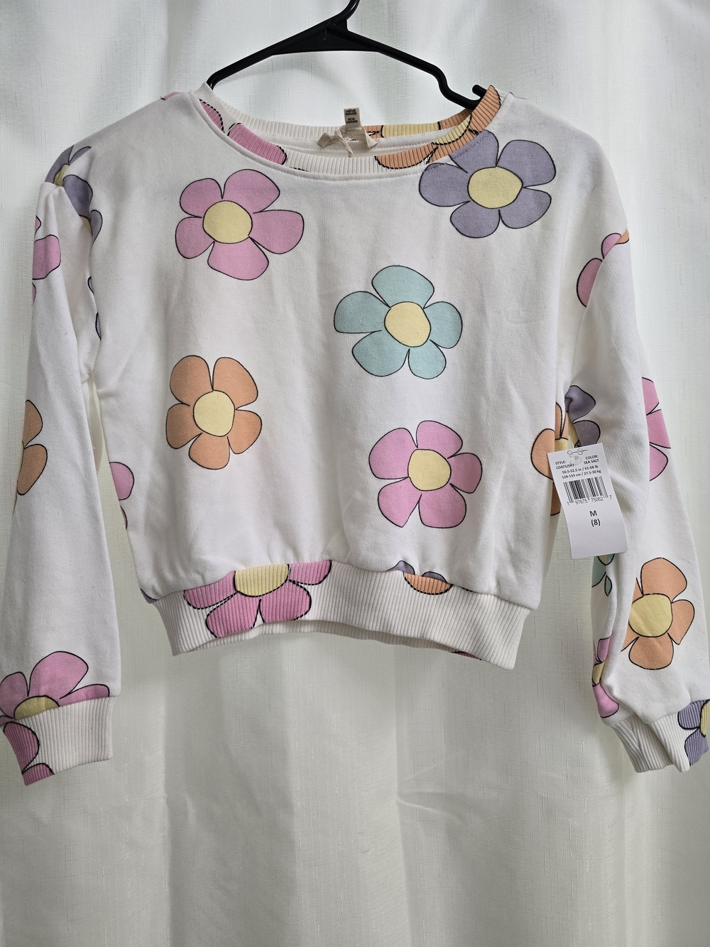 Girls M(8) Jessica Simpson Floral Cropped Sweatshirt - Pastel Flower Print